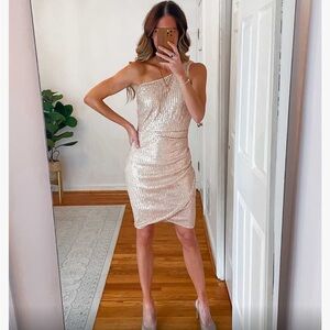 GRACE KARIN Womens Sequin Dress Sparkly Glitter One Shoulder Cocktail Dress